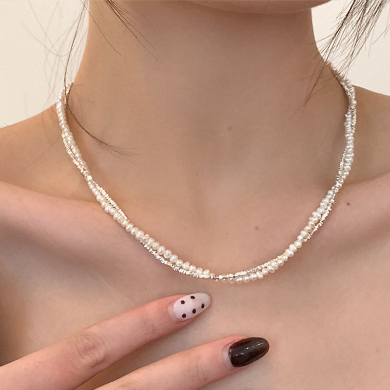 Double Layered Pearl Choker - DippedShop Wholesale - #3891
