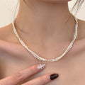 Vintage Double Layered Pearl Beaded Choker Necklace 6W6JNC442