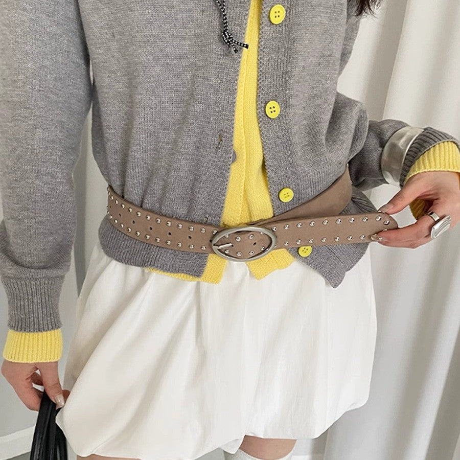 Double Studded Suede Belt - DippedShop Wholesale - #3667