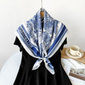 Vintage Floral Print Twill Silk Square Scarf MK2BW6W6NSI03
