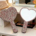 Stylish Heart Shape Rhinestone Handheld Mirror 6C5MR104