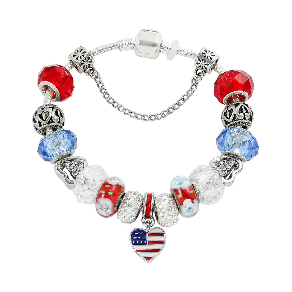 Retro USA Map Beaded Chain Bracelet 8ZA6JBR133T