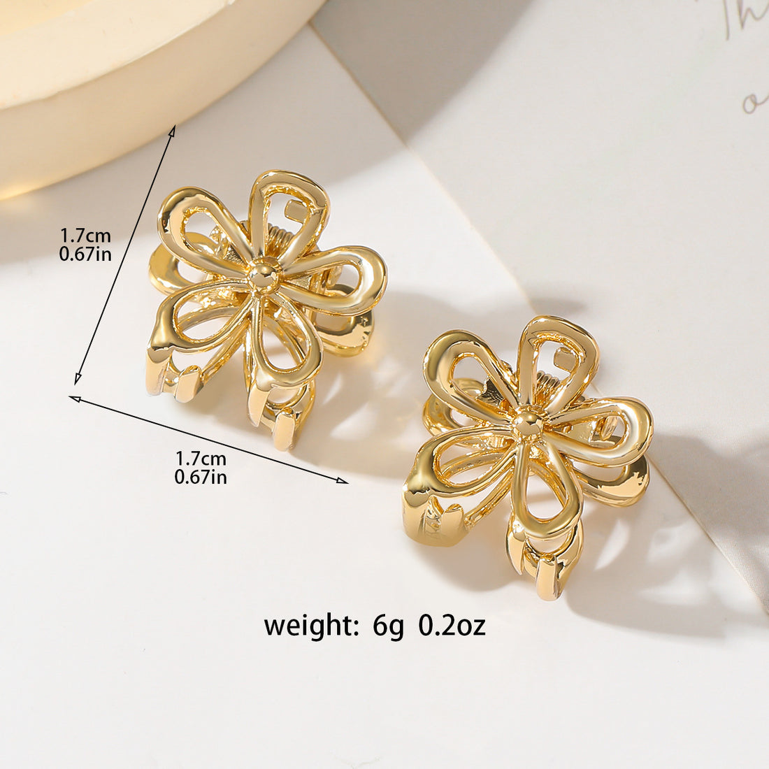 Elegant Metal Flower Hair Claw - DippedShop Wholesale - #8435