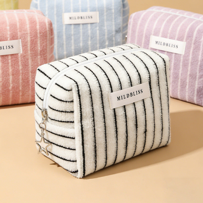 Simple Color Block Striped Portable Cosmetic Bag 6C5CO268