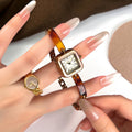 Minimalist Square Quartz Bangle Bracelet Wrist Watch MK2SSAS6W6JWA10