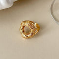Stylish Gold Plated Diamond Open Ring 8ZA6JRG120T