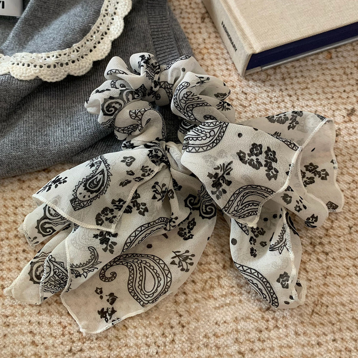 Vintage Floral Print Bowknot High Elastic Scrunchies 6W6HSR490