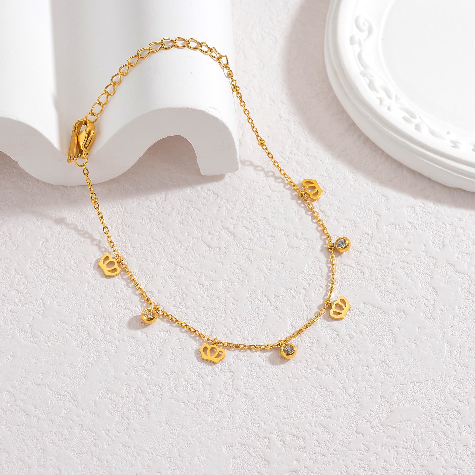 Elegant Gold Plated Crown Zirc - DippedShop Wholesale - #8787