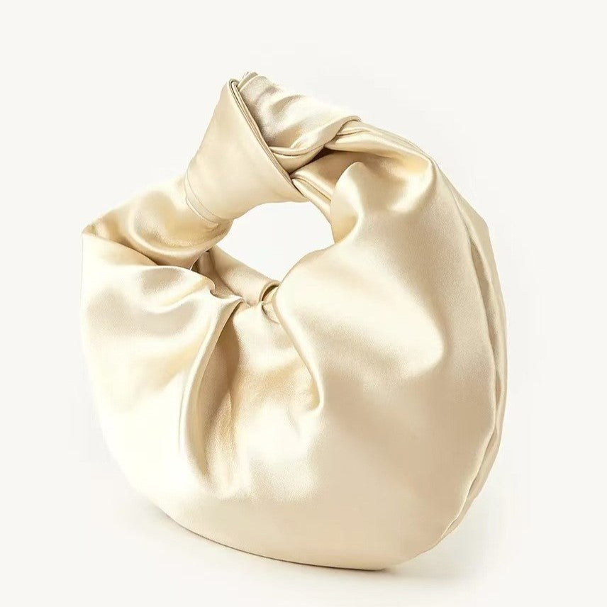 Ruched Satin Knot Handle Evening Handbag DP25F706