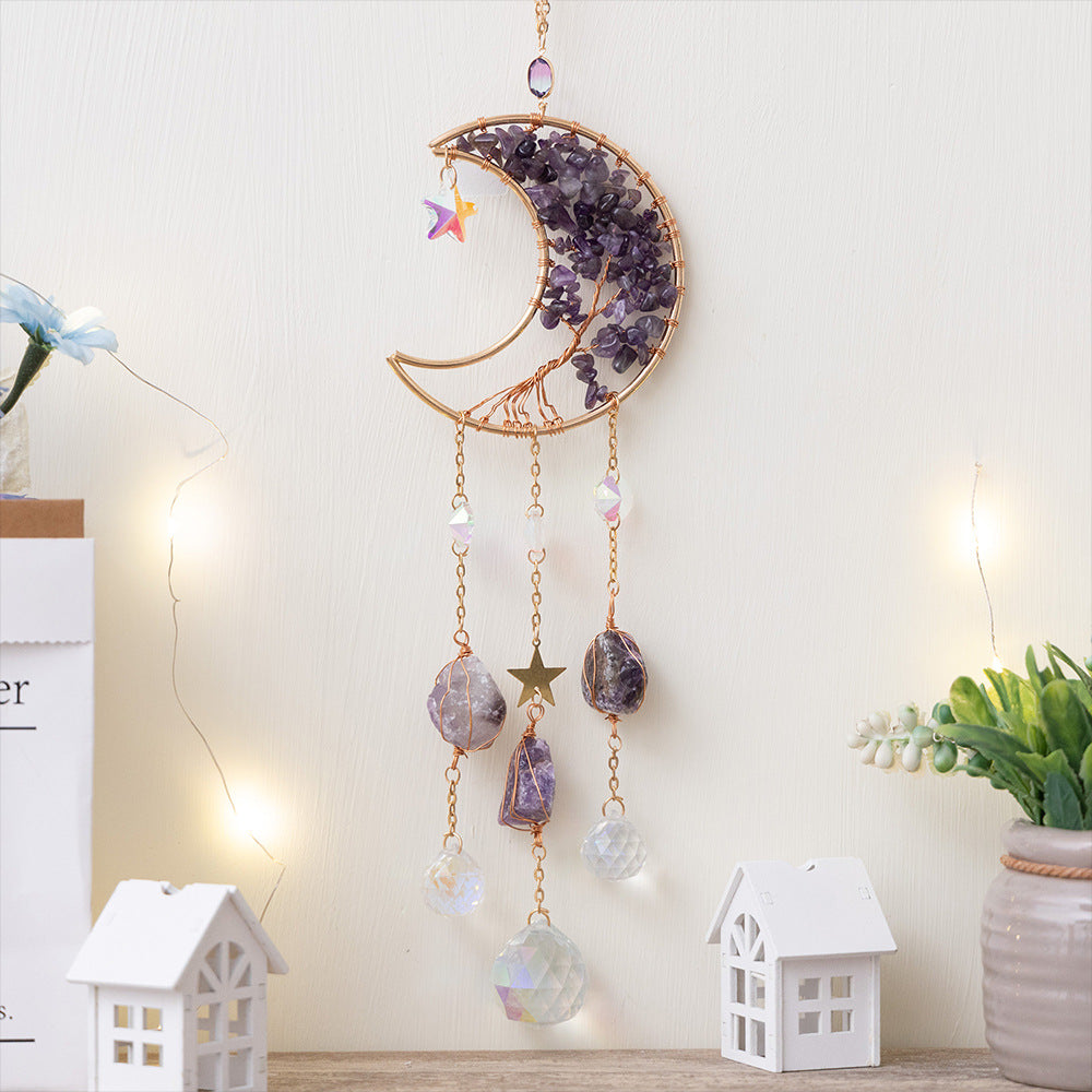 Natural Stone Moon Suncatcher - DippedShop Wholesale - #6723