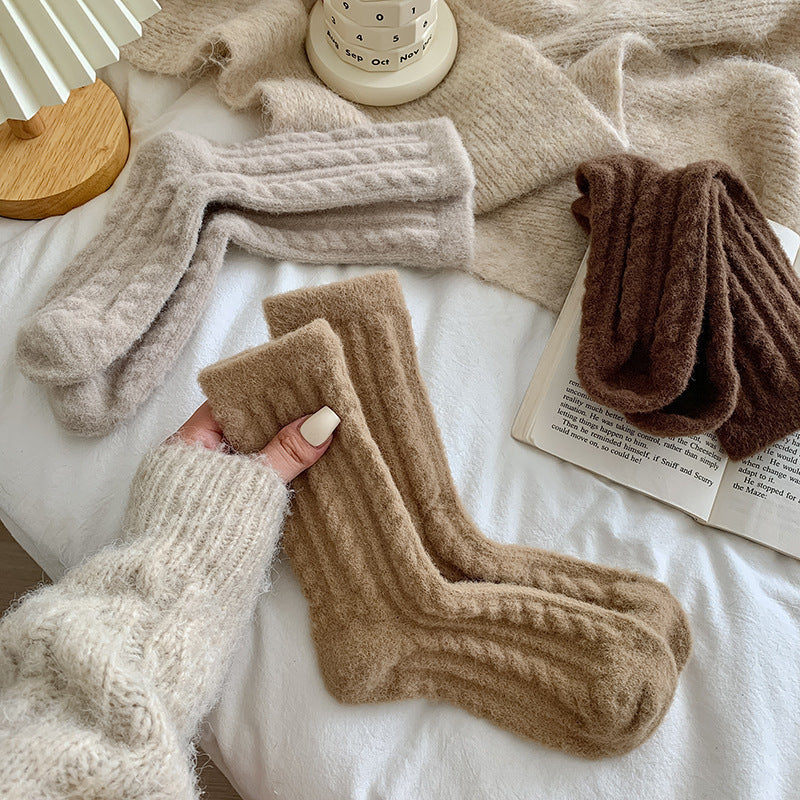 Thickened Cable Knit Winter Crew Socks 6W8FSO883