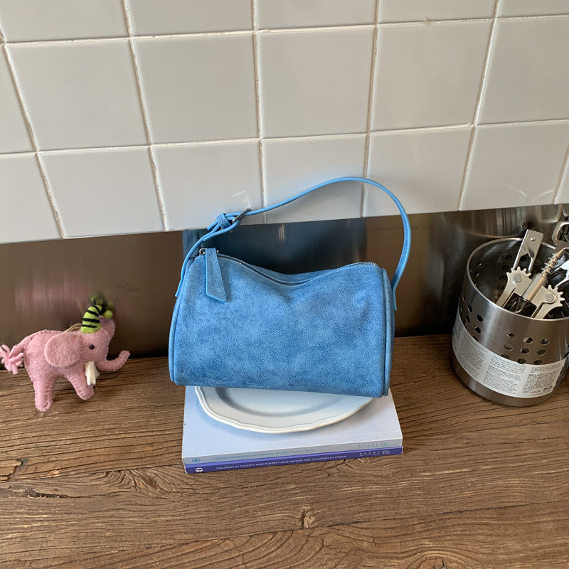 Minimalist Solid Color Suede Handbag 6W10BBG1380