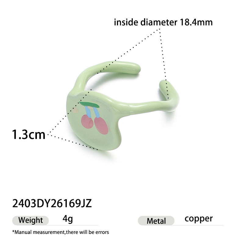 Cherry Print Open Ring - DippedShop Wholesale - #3459