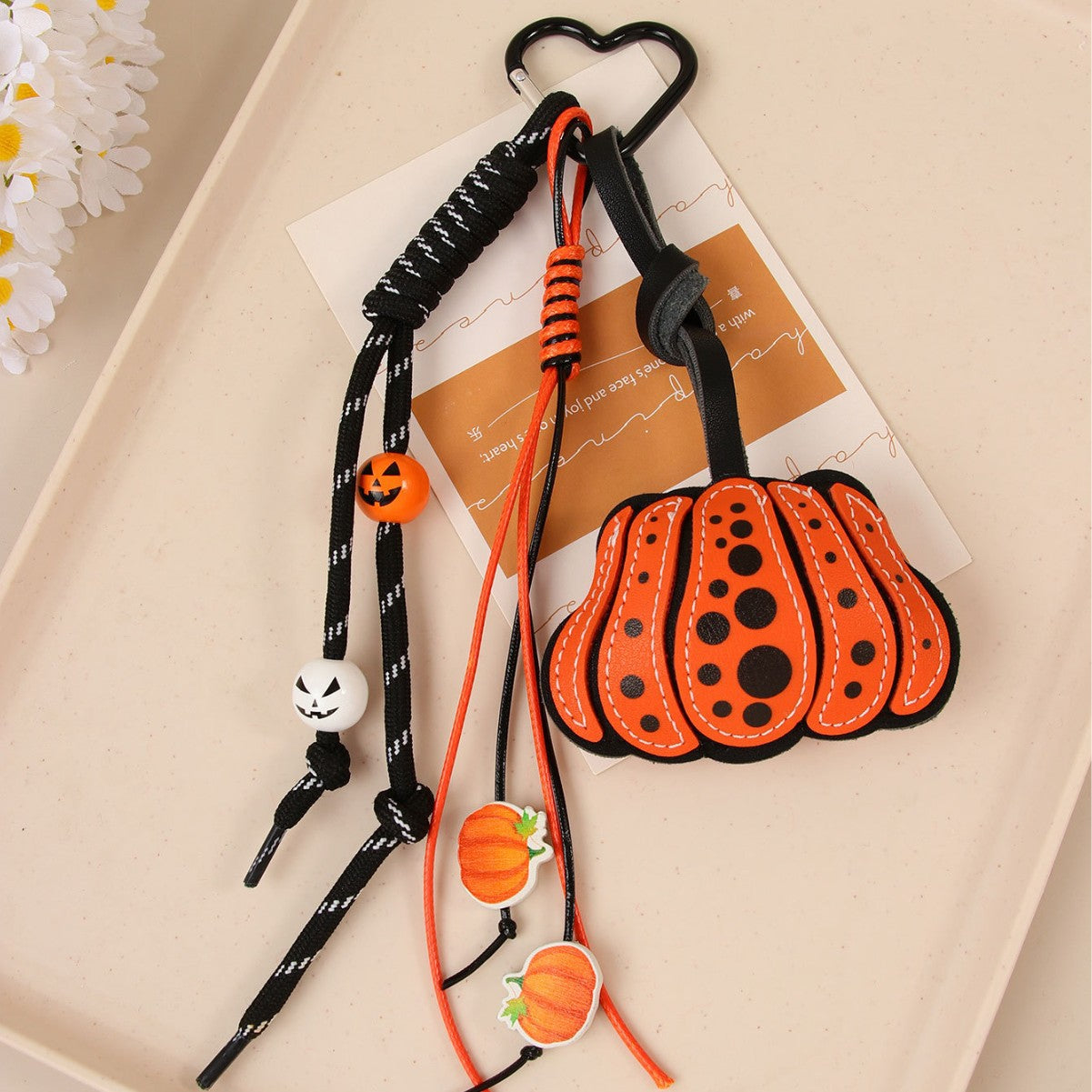Halloween Polka Dot PU Leather Pumpkin Keychain 6W10BBC662