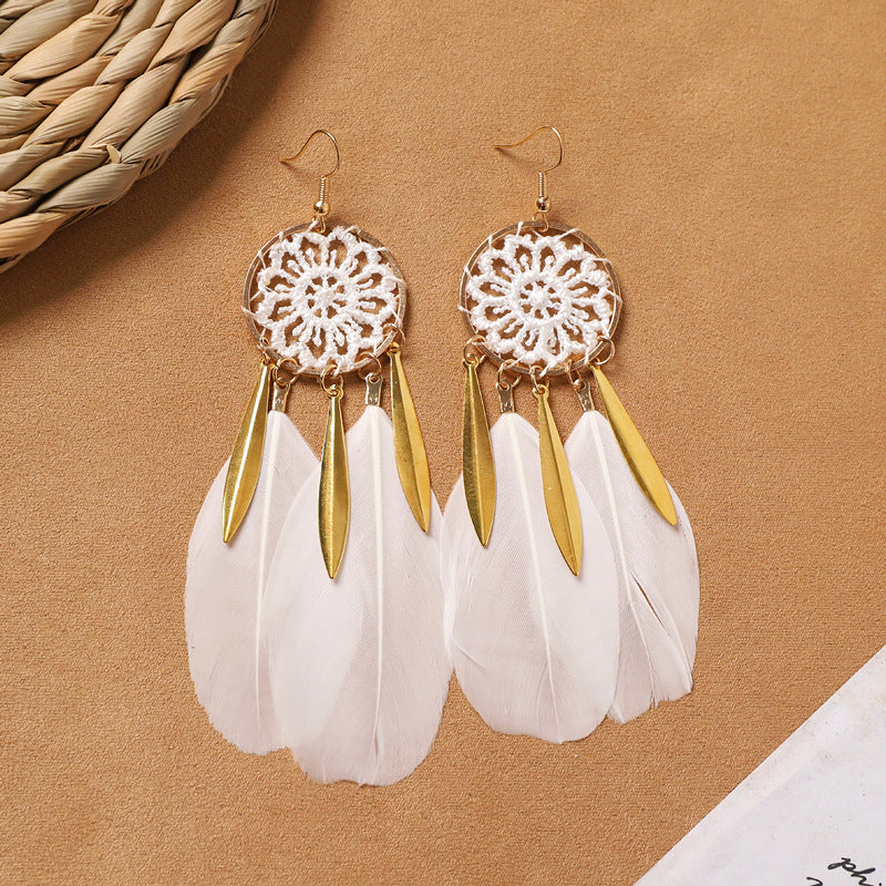 Bohemian Feather Tassel Earrings - DippedShop Wholesale - #9315