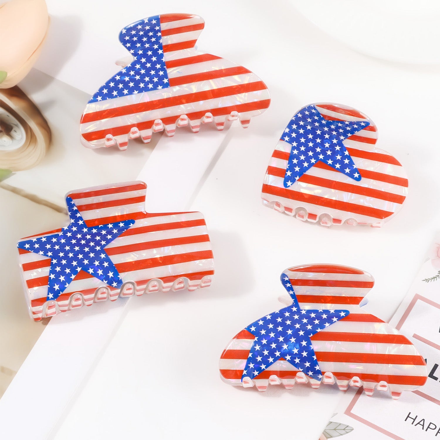 USA Independence Day Flag Hair Clip 8AS6HCP67T