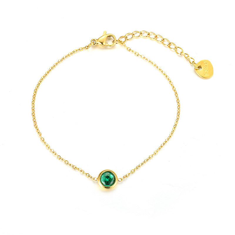 Fashion Gold Plated Cubic Zirconia Chain Bracelet 6W6JBR517