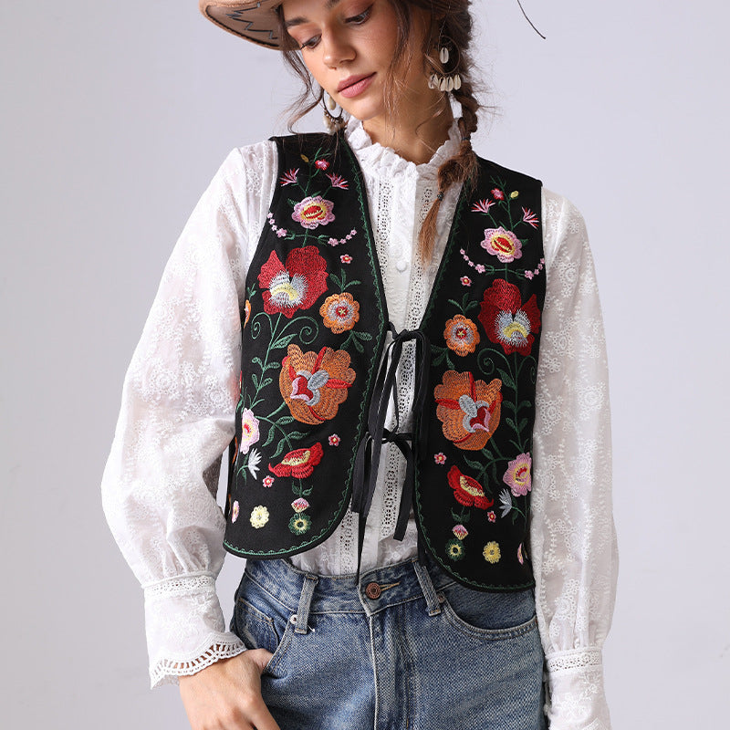 Vintage Flower Embroidered Vest - DippedShop Wholesale - #2339