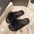 Fluffy Feather Slide Slippers - DippedShop Wholesale - #6643