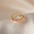 Pink Cat's Eye Heart Ring - DippedShop Wholesale - #7347