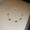 Stylish Gold Plated Square Rhinestones Chain Bracelet 6W6JBR710