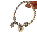 Stylish Heart Star Charm Beaded Chain Bracelet 6W6JBR338