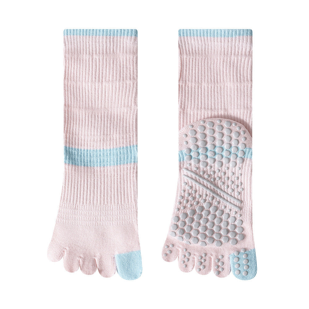 Color Contrast Non-Slip Pilates Yoga Grip Toe Socks 6W8FSO865