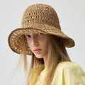 Summer Beach Wide Brim Straw Bucket Hat 8BK6HAT16