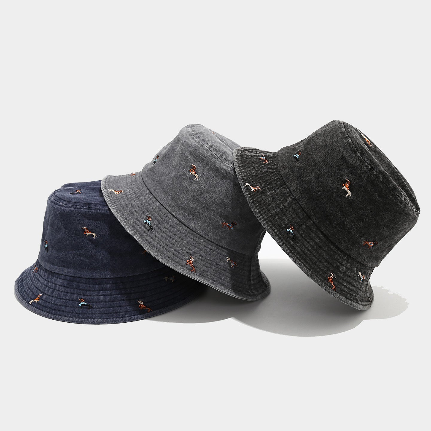 Casual Distressed Embroidery Packable Bucket Hat 8BK6HAT181L