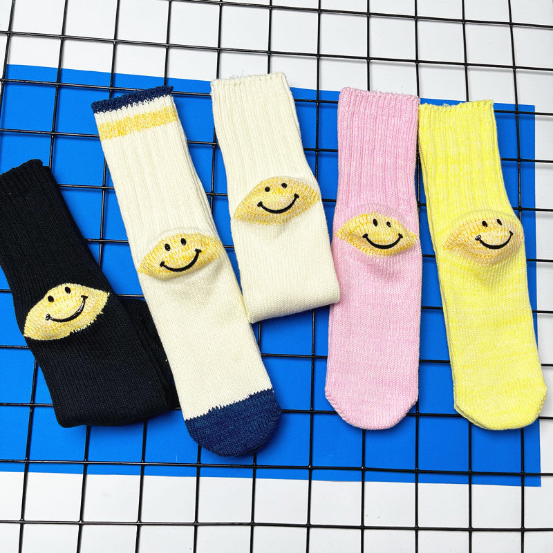 Cute Color Block Smiling Face Pattern Socks 6W8FSO1002