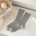 Cute Solid Color Breathable Ruffle Crew Socks 6W8FSO524