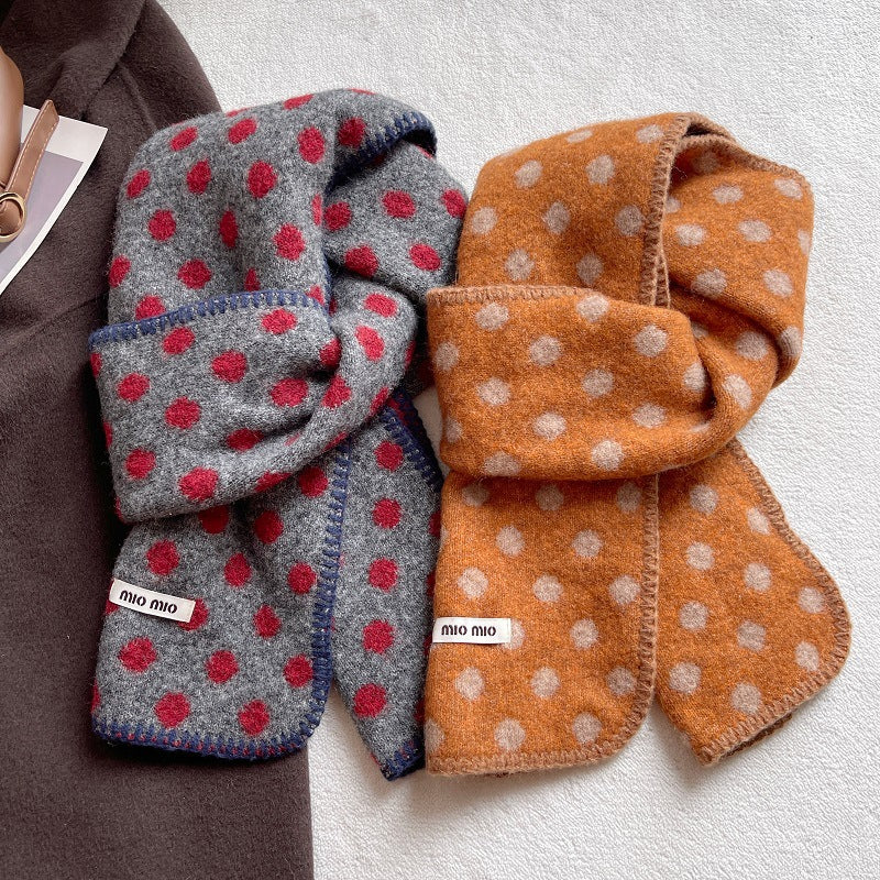 Retro Polka Dots Color Contrast Warm Scarf 6W6NSC65
