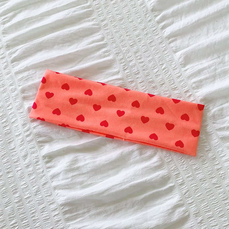 Heart Print Wide Headband - DippedShop Wholesale - #3187