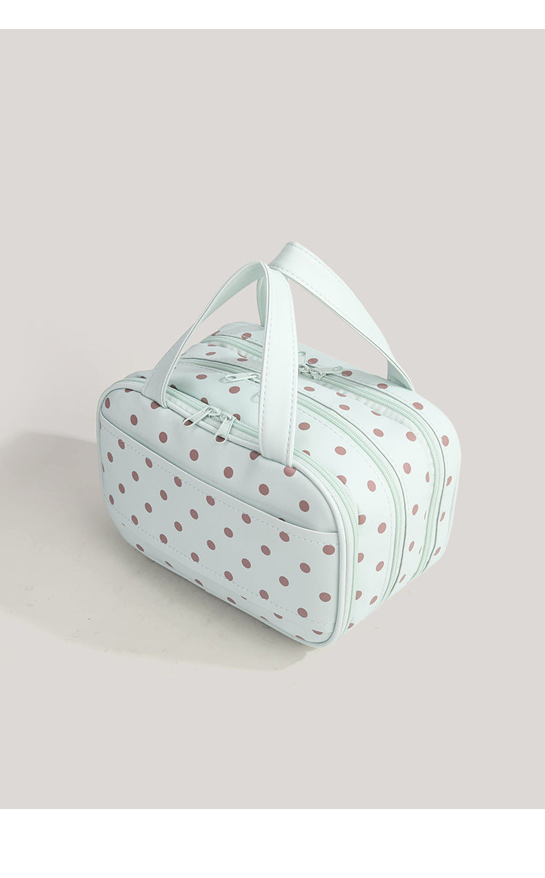 Cute Polka Dots PU Multi-Layer Makeup Bag MK2BW6S10BOB88