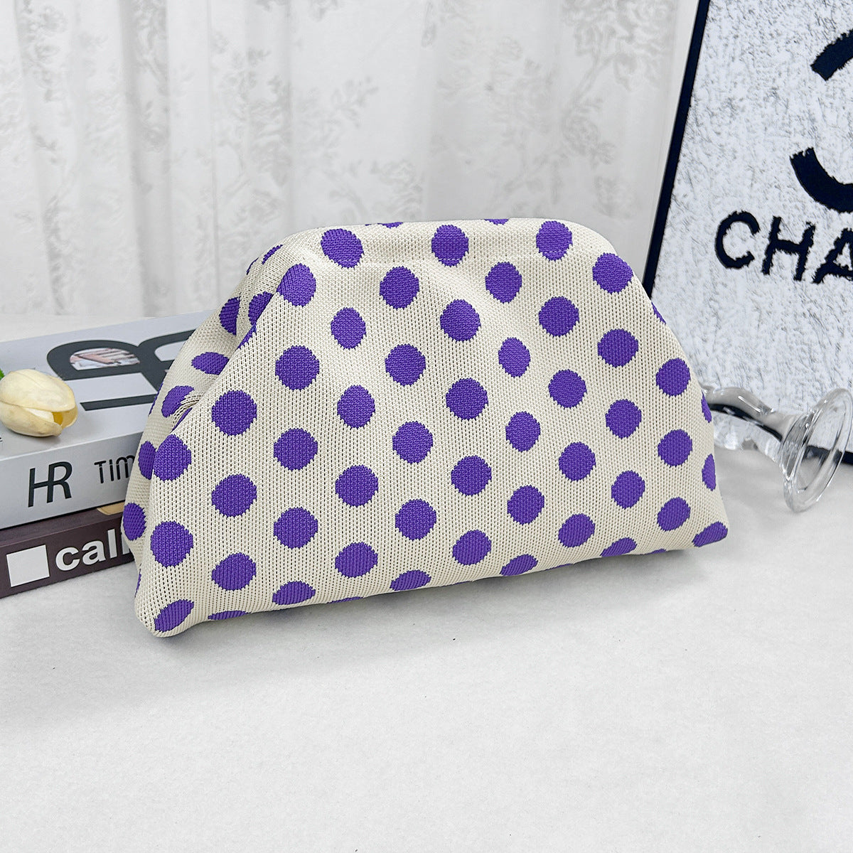 Polka Dot Color Block Evening Handbag 6W10BBG1877