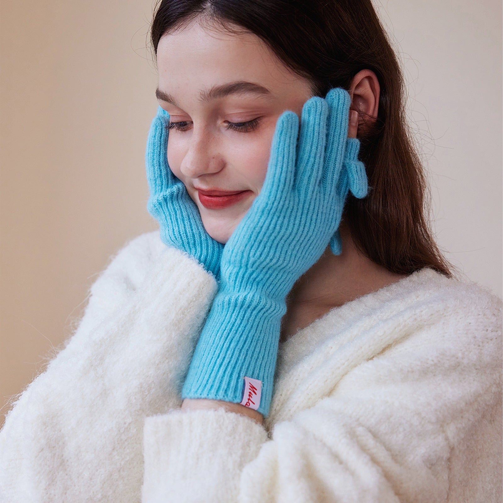 Minimalist Wool Blend Solid Color Knit Gloves 6W6GLO56
