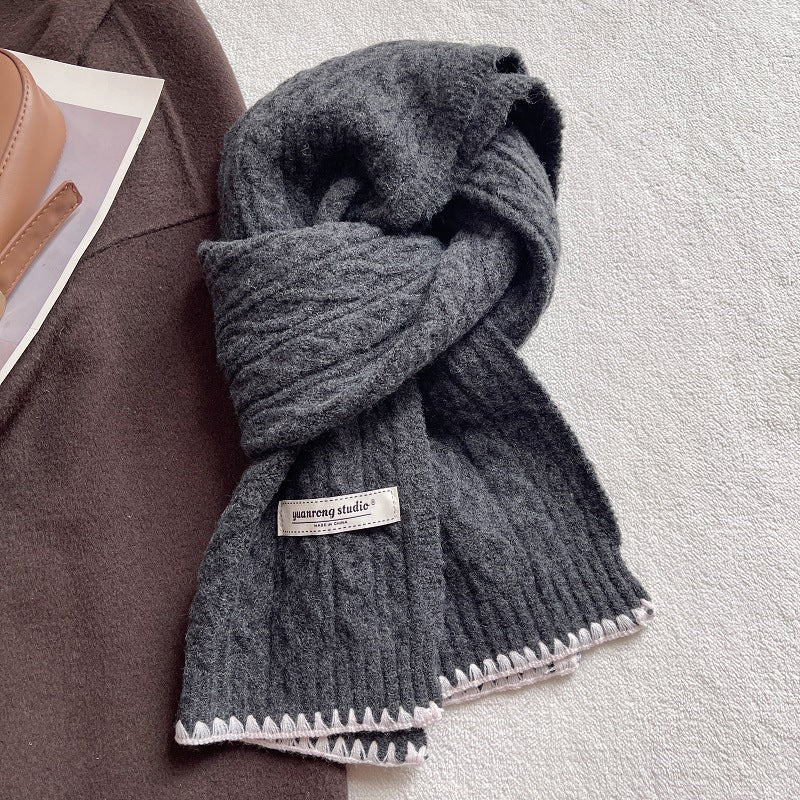 Winter Cable Knit Solid Color Knit Warm Scarf 6W6NSC68