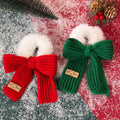 Christmas Knitted Plush Bow Holiday Hair Scrunchie 6W6HSR435