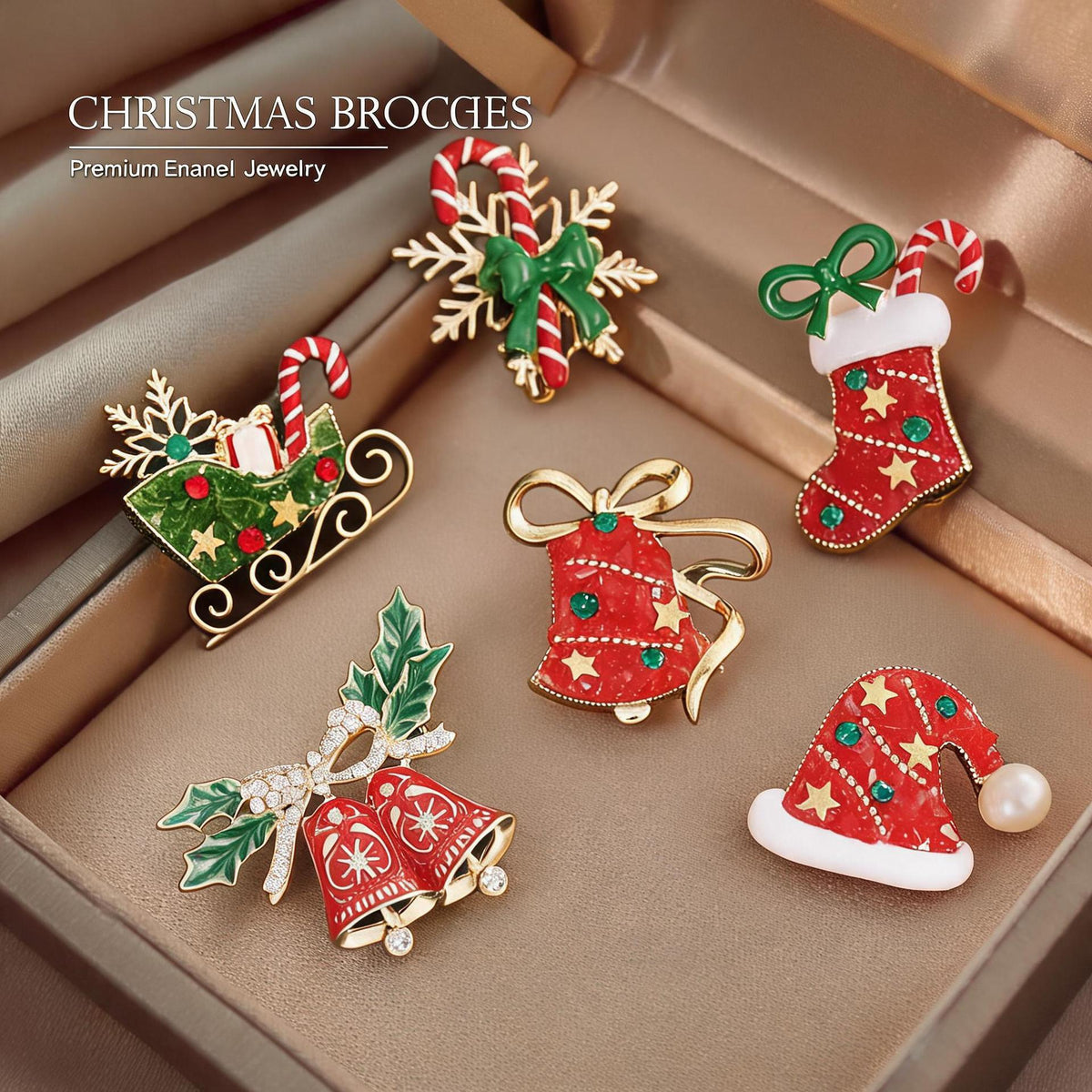 Cute Christmas Hat Bell Series Brooch Pins 6W6JPB60