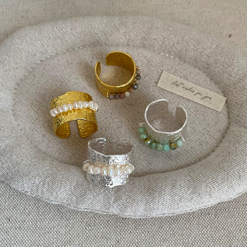 Gold Pearl Open Ring - DippedShop Wholesale - #2291