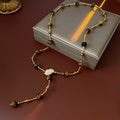 Vintage Gold Plated Tiger Eye’s Stones Necklace 6W6JNC959