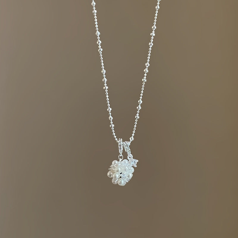 Minimalist Pearl Flower Ball Sliding Necklace 6W6JNC430