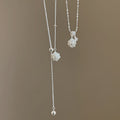 Minimalist Pearl Flower Ball Sliding Necklace 6W6JNC430