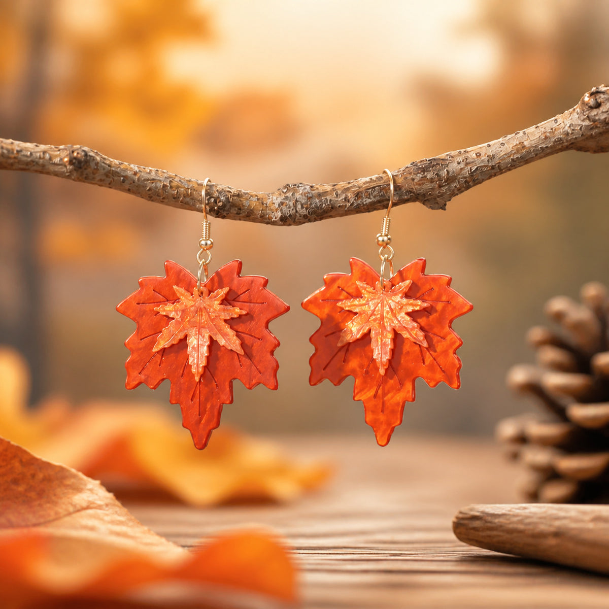 Maple Leaf Dangle Earrings - DippedShop Wholesale - #2275
