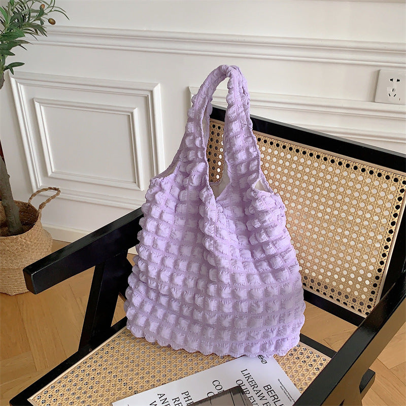 Solid Color Pleated Shoulder Bag - DippedShop Wholesale - #2195