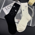 Rhinestone Cotton Socks - DippedShop Wholesale - #4435