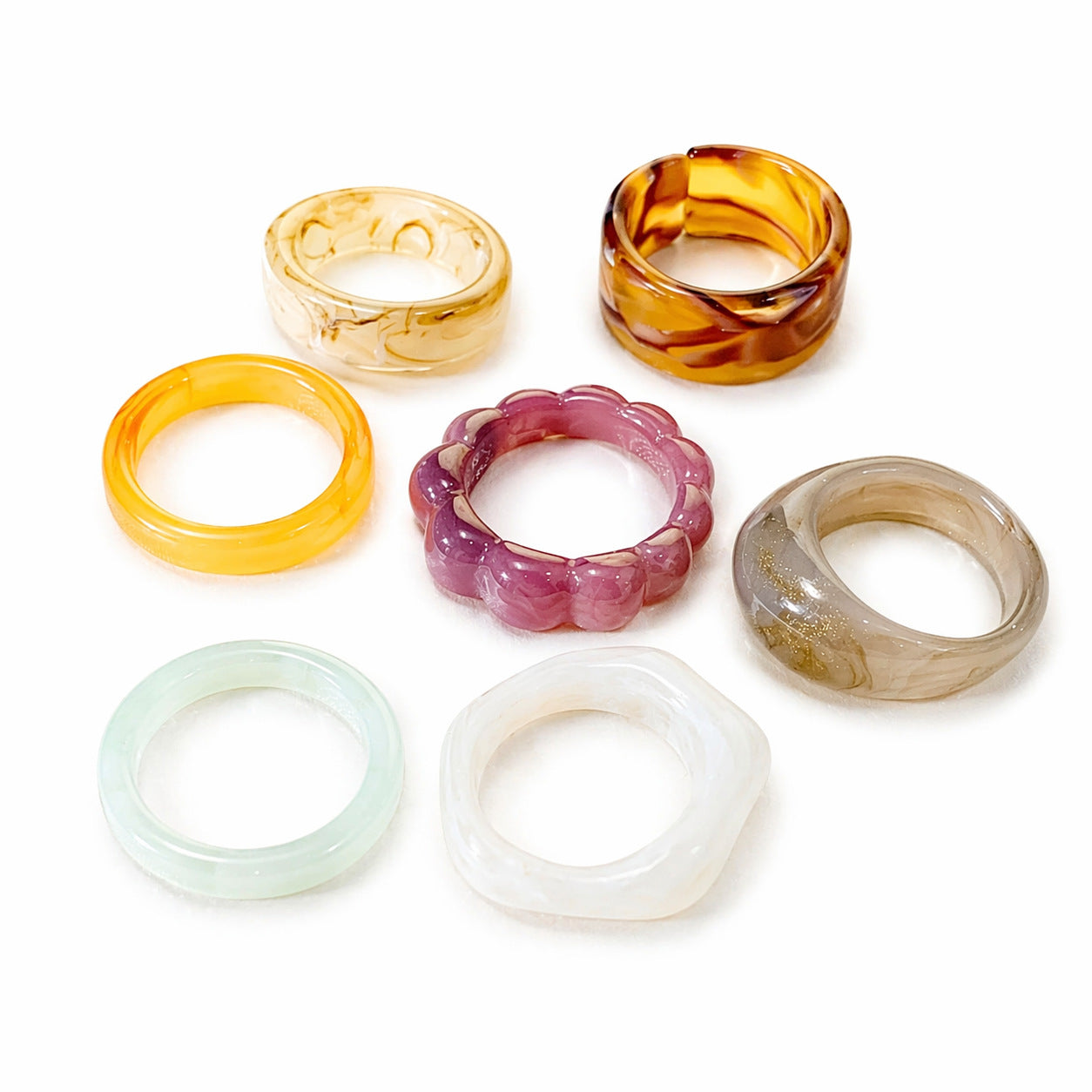 Unique Irregular Resin Statement Ring Set 6W6JRG293