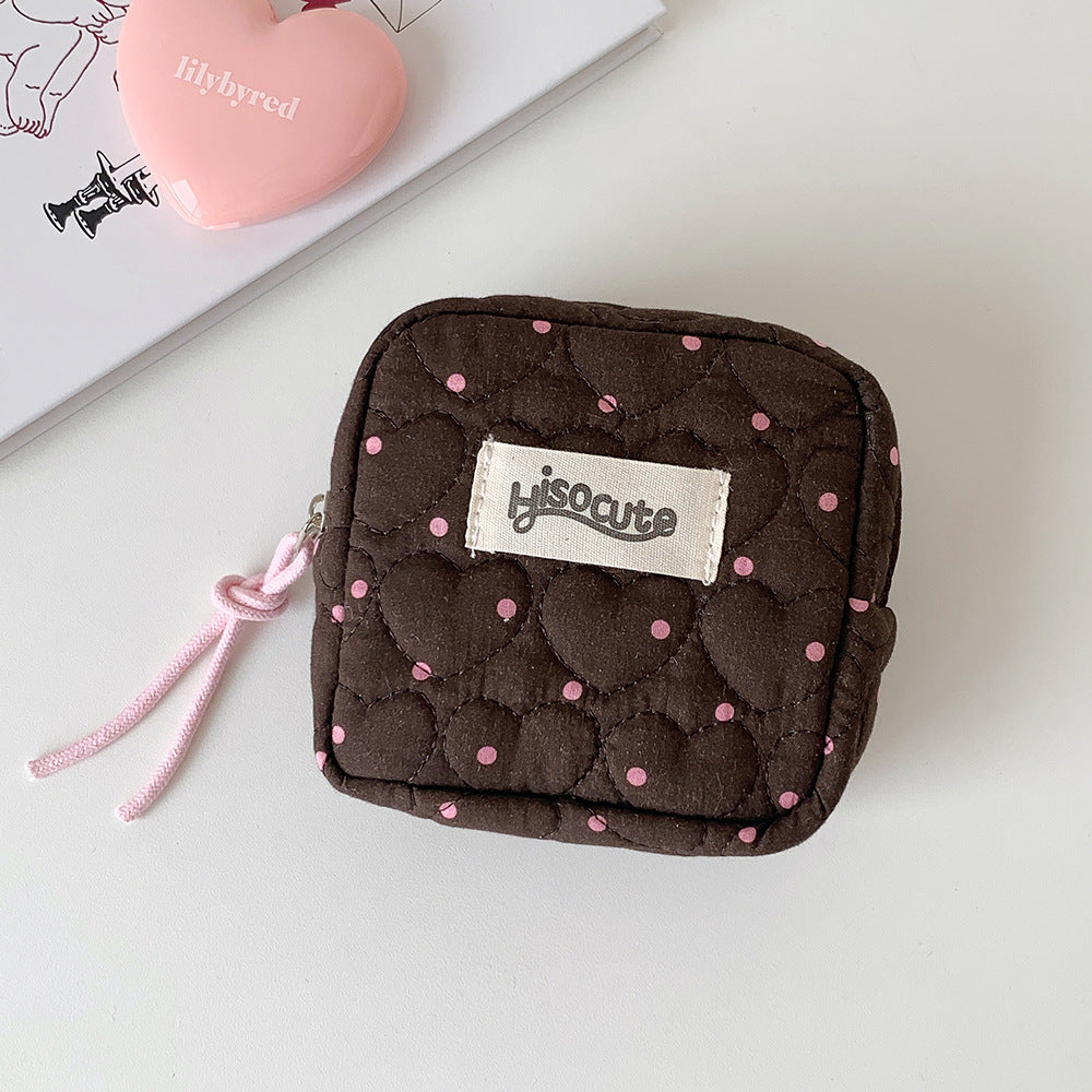 Mini Love Heart Quilted Shell Makeup Bag MK2BW6S10BOB102