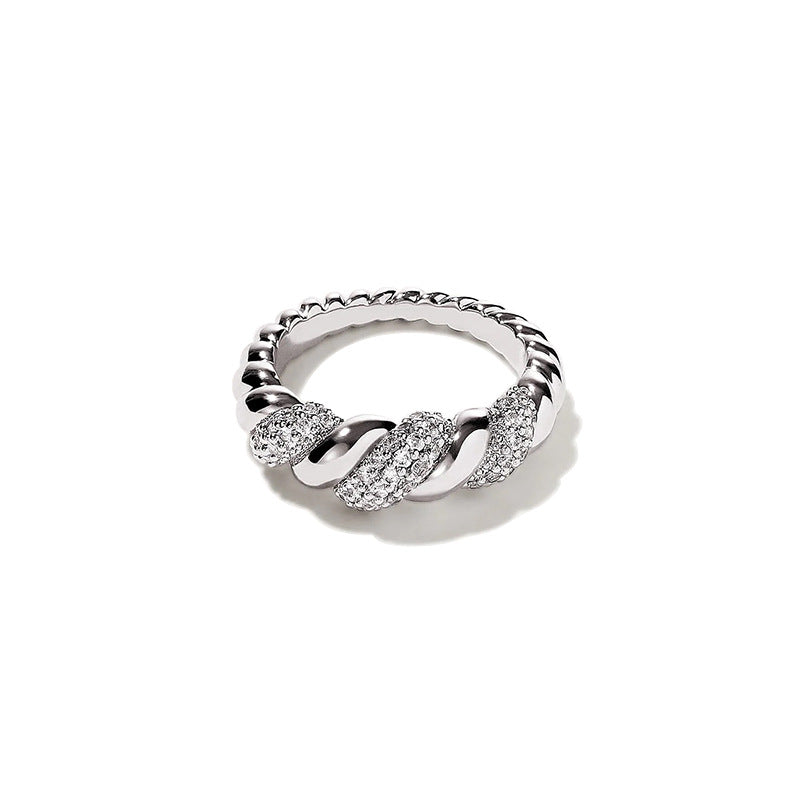 Braided Twisted Rhinestone Ring - DippedShop Wholesale - #4995
