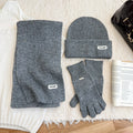 3-Piece Solid Color Knit Scarf Beanie Gloves Set 6W6NSC99